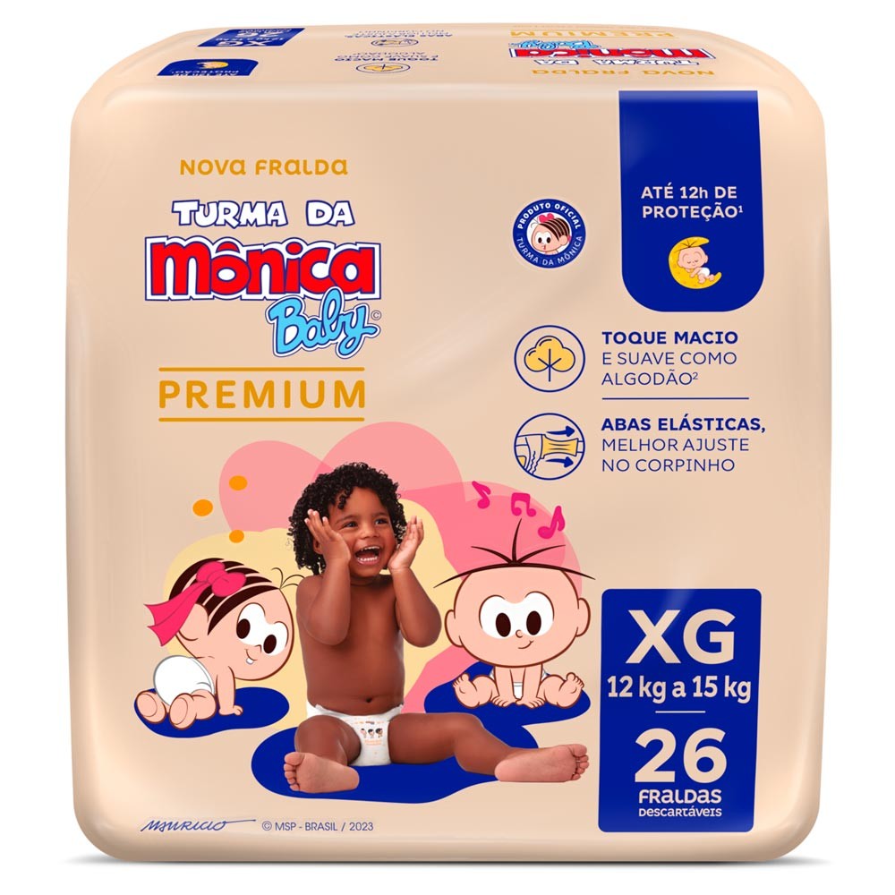Fralda Turma da Mônica Baby Premium XG 26 Fraldas Descartáveis - Mom & Baby
