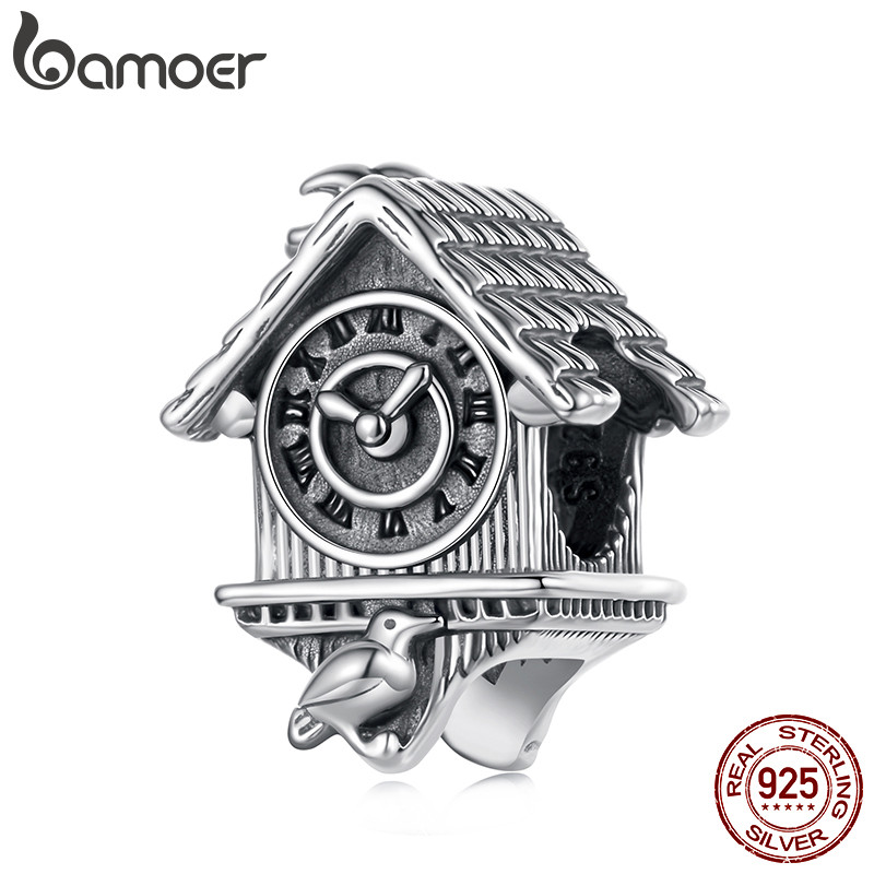 Bamoer 925 Prata Esterlina Charme Cuco Relógio Pingente DIY Para Pulseira Presentes Mulher em Oferta na Shopee