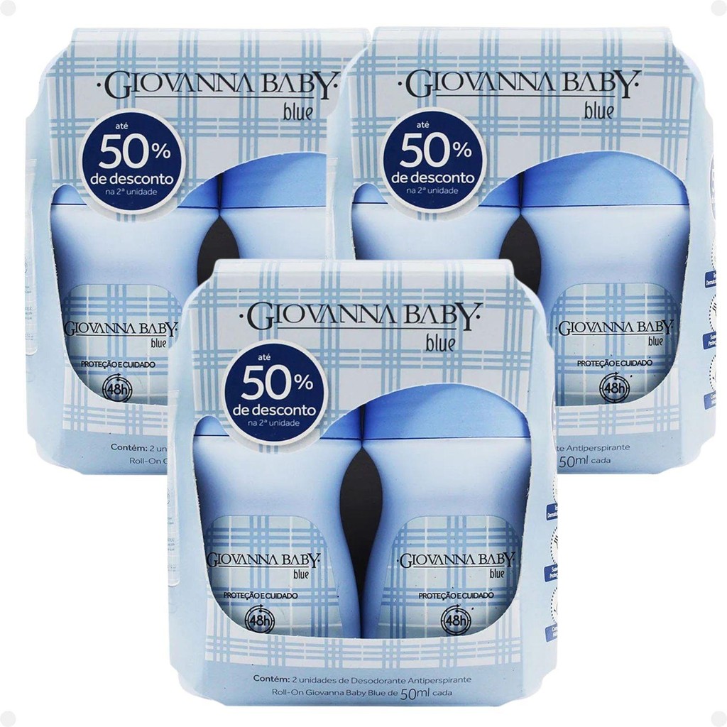 Kit Giovanna Baby: 6 Desodorante Roll-On Blue em Oferta na Shopee