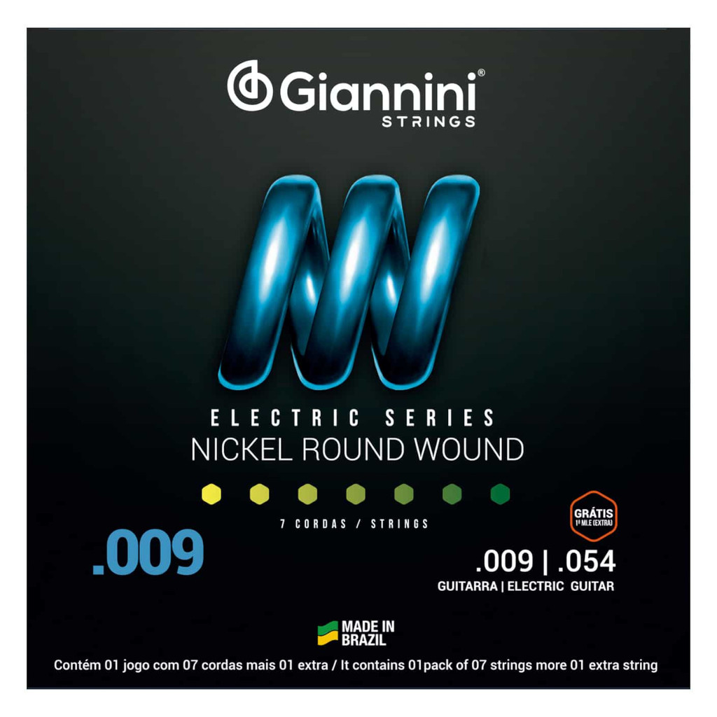 Encordoamento guitarra 7 CORDAS 09 GIANNINI mizinha extra