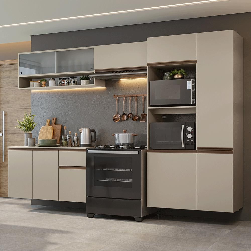 Armário de Cozinha Completa 300 cm Suspenso Nice Madesa 06 em Oferta na Shopee