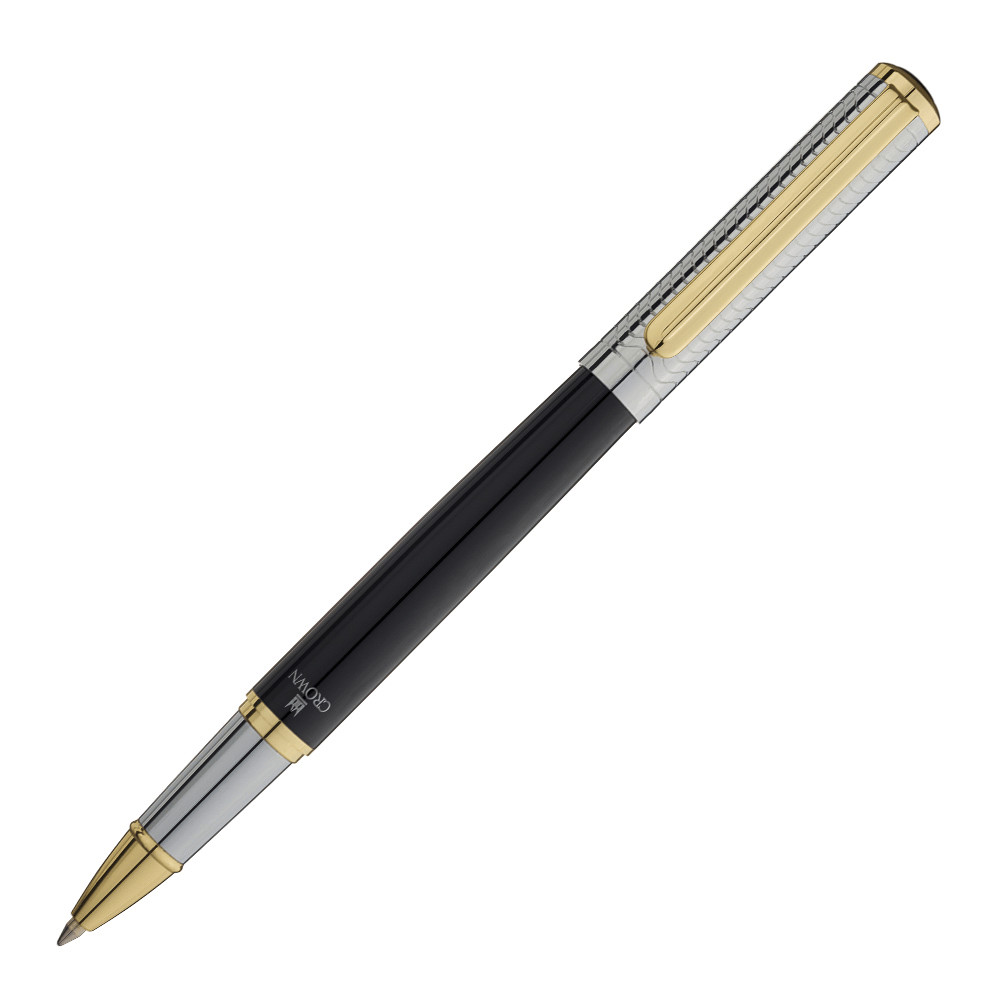 Caneta Crown Personalizada Metal Regent Roller Preta E Prata em Oferta na Shopee