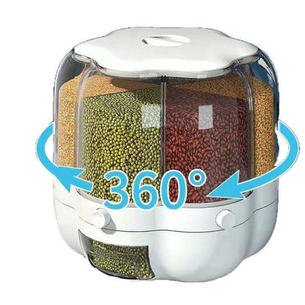 Porta Condimento Giratório 360° Para Grãos Cereais 6 Divisórias Feijão Arroz