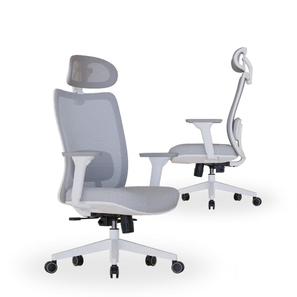 Cadeira Ergonomica de Escritorio Astra Pro Branca e Cinza Elements em Oferta na Shopee