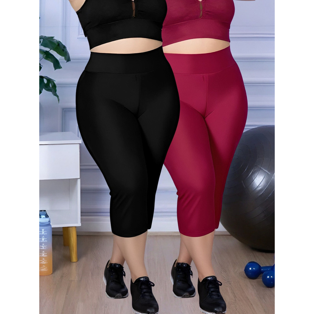 Kit 2 Corsario Calça Legging Plus Size Suplex Feminina Promoção Leg