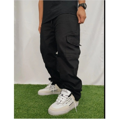 Calça Cargo jeans e sarja Larga e jogger Masculina Skate 6 Bolsos Fechamento Cordão unisex 2025 em Oferta na Shopee