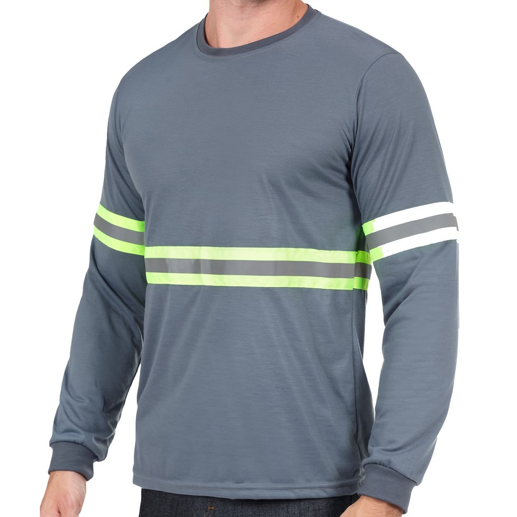 Kit 2x Camiseta Longa Profissional PV Malha Fria Faixa Refletiva Segurança Construção Eletricista