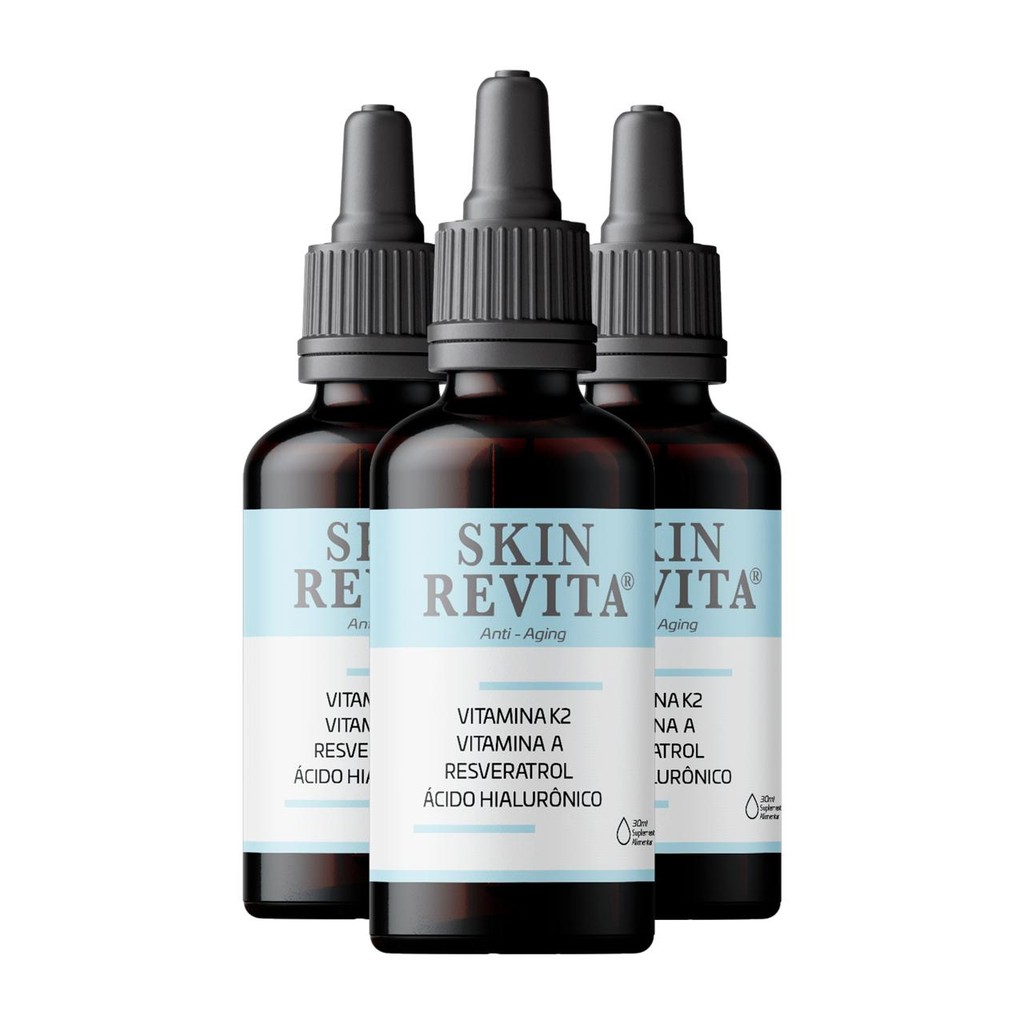 KIT 3 Suplemento Skin Revita Vitamina K2 Rejuvenescedor 30ml