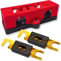 KIT PORTA FUSIVEL 3 VIAS COM TAMPA E 2 FUSÍVEIS FACA ANL GRANDE DISTRIBUIDORA PARA SOM AUTOMOTIVO