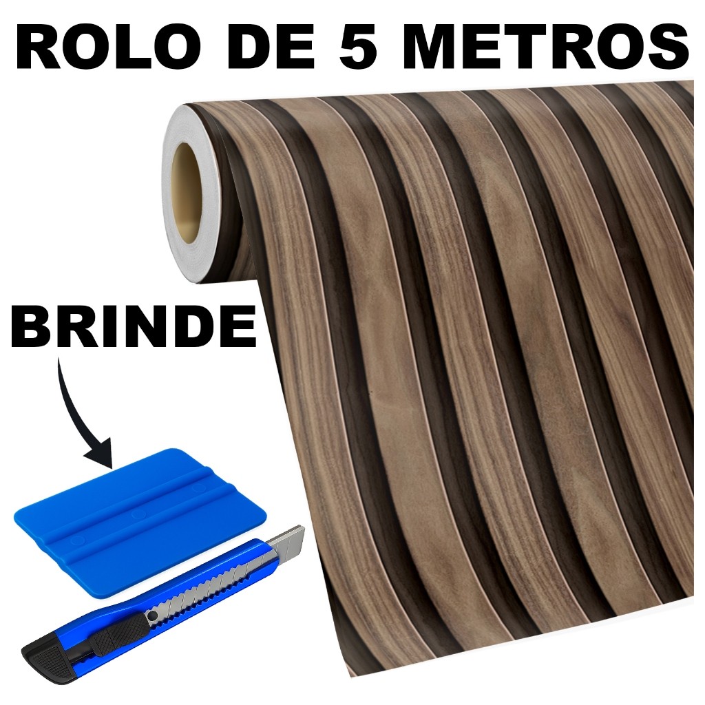 Papel de Parede Adesivo Ripado Nature Wood Ripas Madeira 5 Metros Lavável Para Sala e Quarto 3D