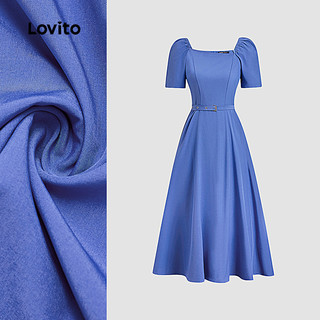 (New) Lovito Vestido Elegante com Cinto para Primavera/verão Vestido Azul para mulheres L149ED298 em Oferta na Shopee