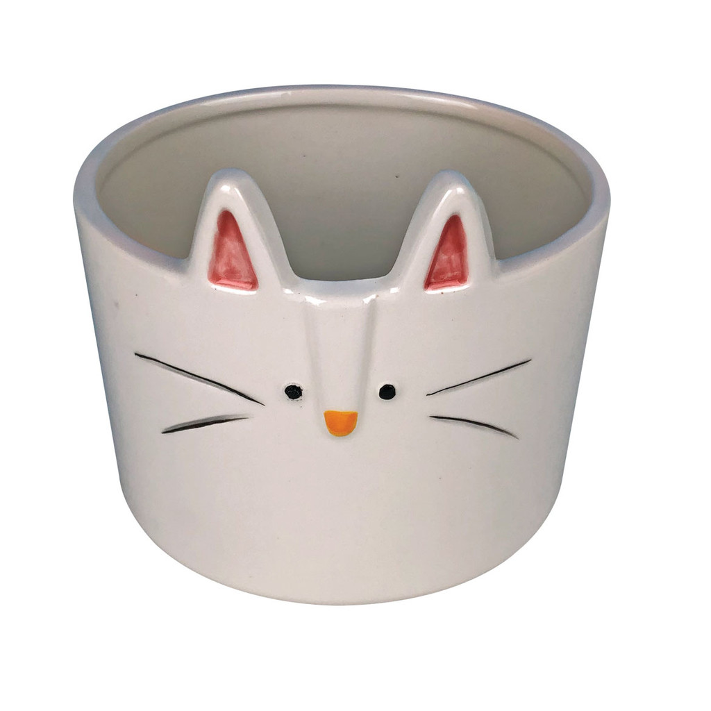 Vaso de Cerâmica Gato Decorativo 13cm