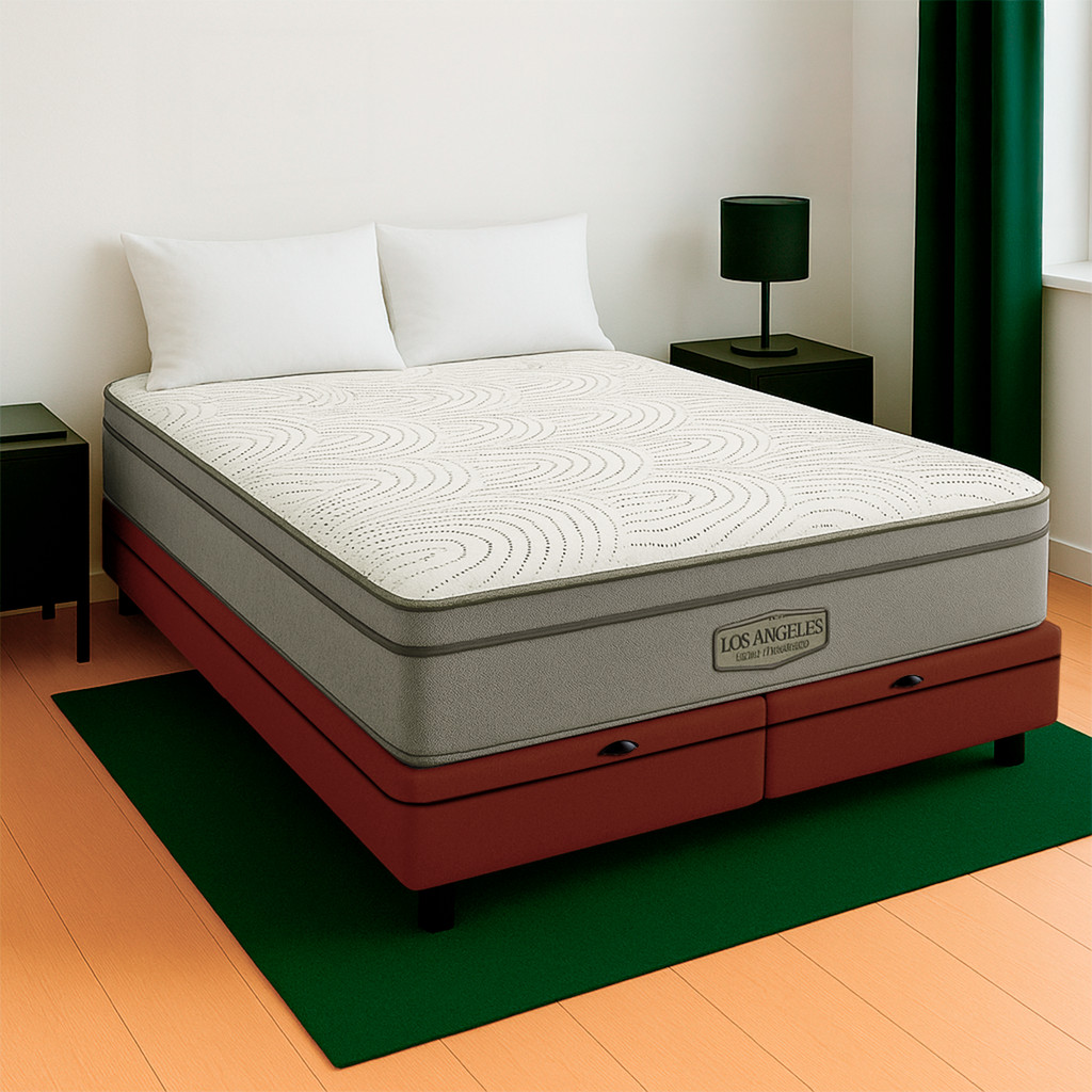 Cama Box Baú Queen Marrom E Colchão Los Angeles Molas Vstore