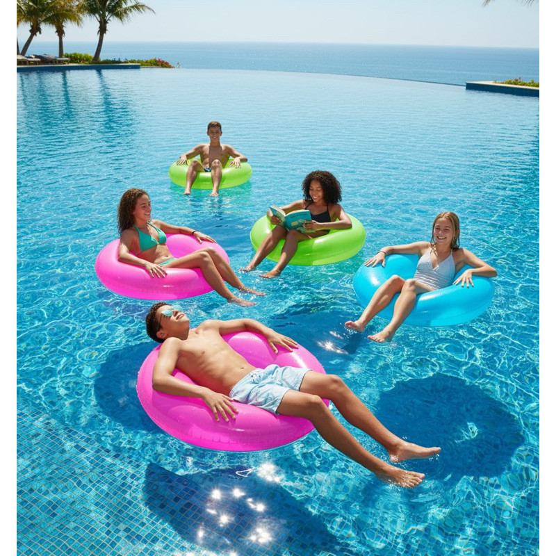 Boia Cintura Neon 85/60 cm com Redonda Pool  Party Transparente Praia Piscina em Oferta na Shopee