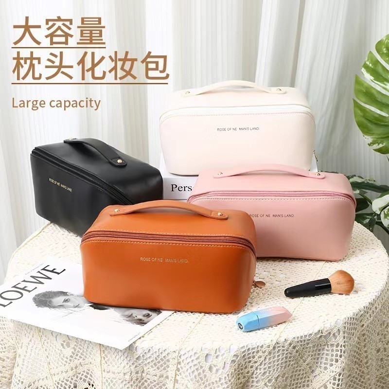 KIT 1/2 PCS Bolsa Necessaire Feminina para Maquiagem e Cosméticos Couro PU Maleta De Grande Capacidade Portátil Viagem