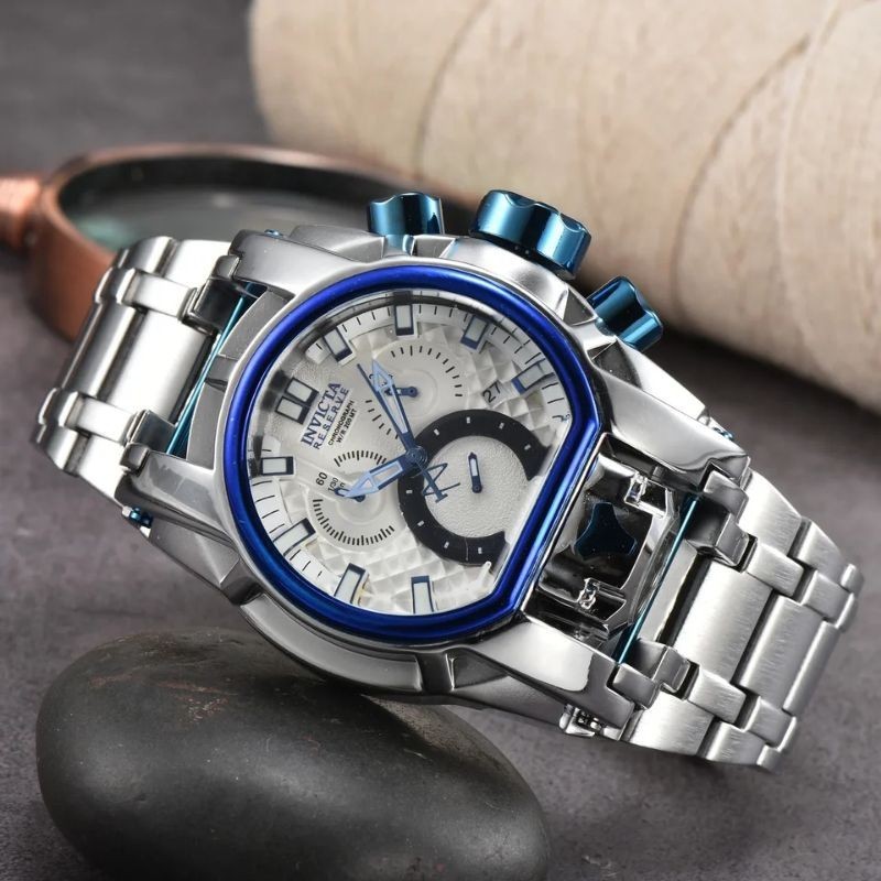 Relógio Invicta Bolt Parafuso Reserve Zeus Luxo Masculino Relógio Invicto Reserve Masculino Top de linha Mergulho Aço Inoxidável Ouro Azul, Prate e azul Branco Presente pra Namorado, Marido