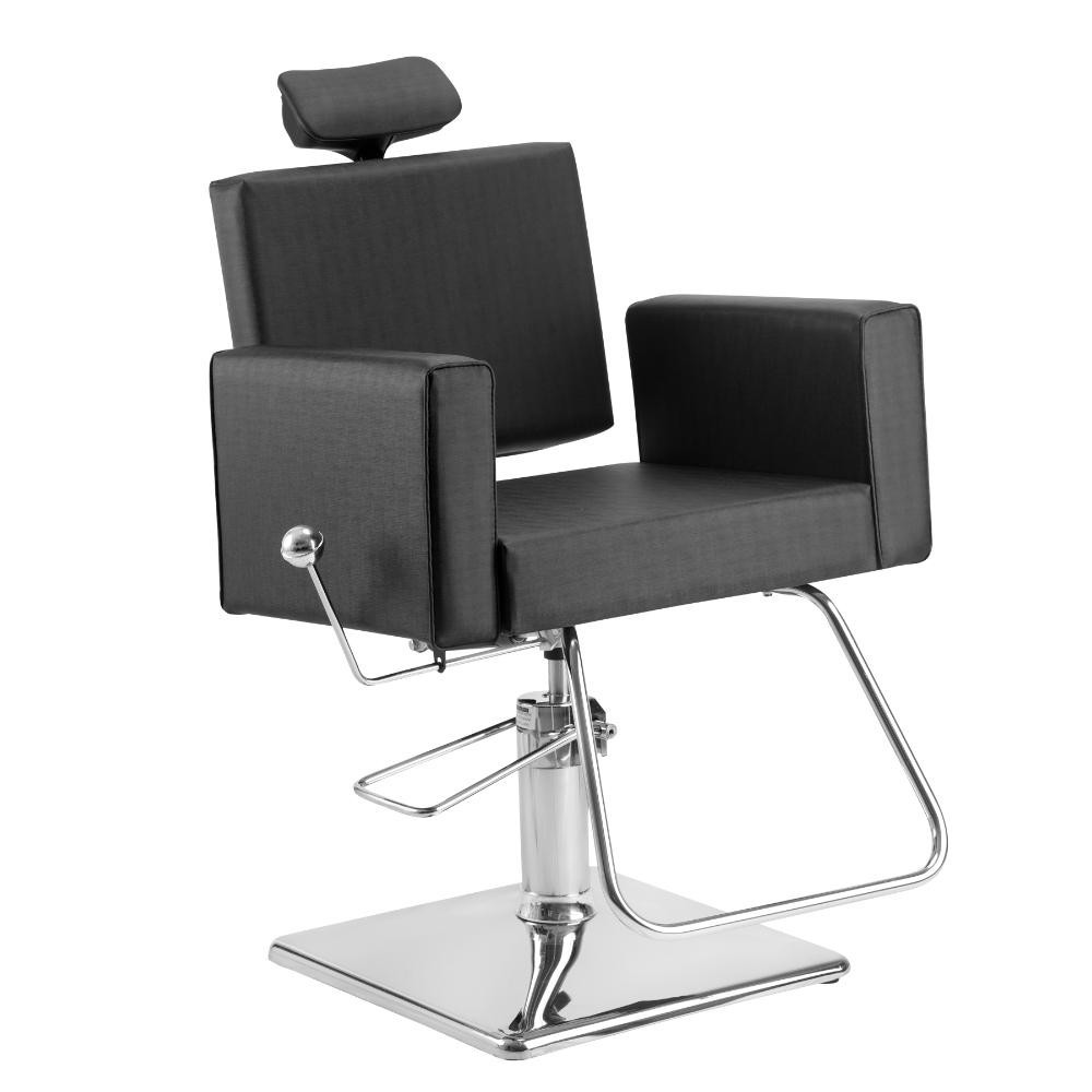 Cadeira para Salão Maquiagem Preta Luxo Encosto Reclinável Square Class Base Quadrada Dompel em Oferta na Shopee