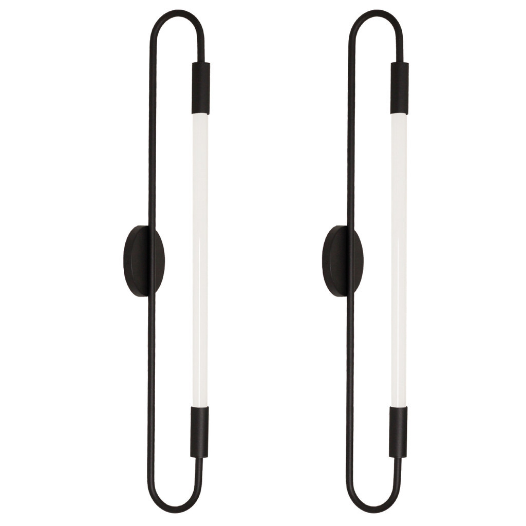 Kit 2 Arandelas Plafon Parede Teto Sabre Tubular Preto T8