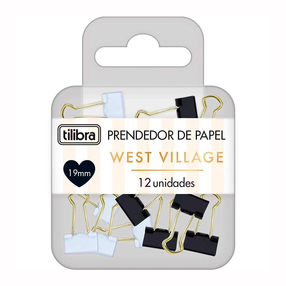Prendedor de papel 19mm West Village com 12 unidades 353914 Tilibra - Stationery