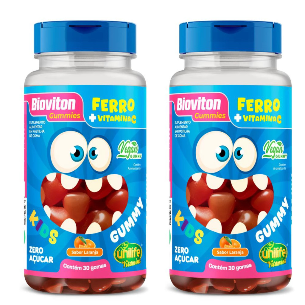 Kit 2 Gummy Kids Ferro + Vitamina C 30 Gomas - Unilife