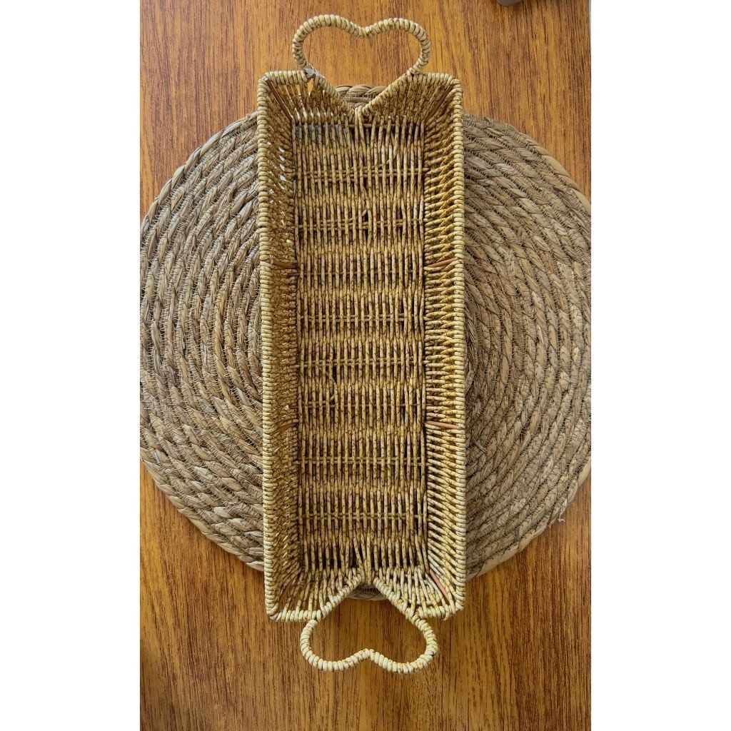 Bandeja de Palha com Alça Coração Para Pão De Queijo/Frutas/Doces/Sobremesa