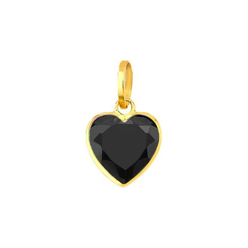 Pingente coração ouro 18k zircônia onix preto 6mm em Oferta na Shopee