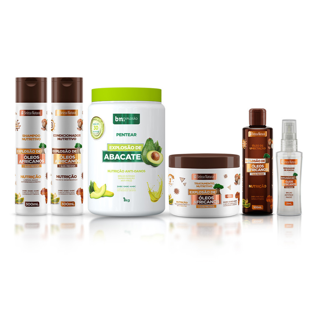 Kit Óleos Africanos + Pentear de Abacate + 2 Óleos bn.Cachos