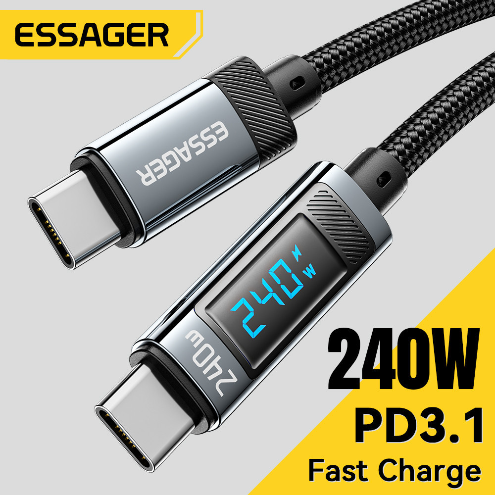 Essager Pd 240W Cabo de carregamento super rápido tipo C Carga rápida Pd 3.1 Cabo tipo C 5A para 15 Redmi Black Shark Huawei Mate 60 Pro Oneplus Samsung Oppo Vivo C-C Wire