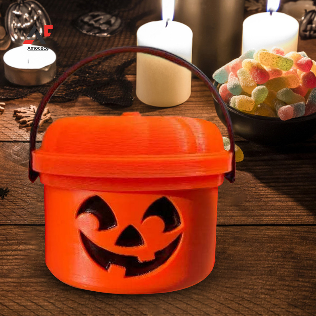 Plastic Pumpkin Containers Mini Buckets with Handles Halloween Party Decor Trick or Treat Candy Bucket Southeast Asian Buyers Favorite