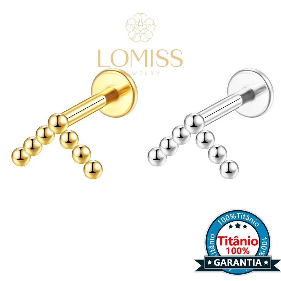 Lomiss Piercing Orelha Trágus Hélix Labret Titânio Bolinhas - Fashion Accessories