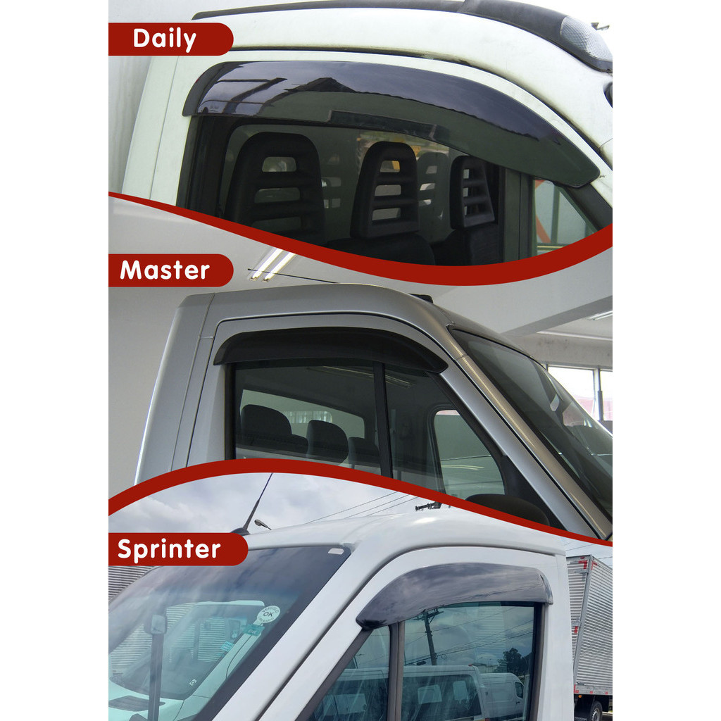 Calha Chuva Defletor TG Poli Renault Master 2002 à 2024 Iveco Daily 2008 à 2016 Sprinter Nova 2012 à 2024 - 2 Portas — imagem 2 de 2
