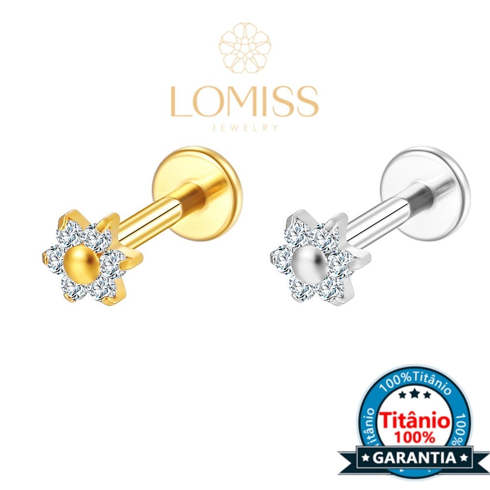 LOMISS Piercing Labret Aço Cirúrgico Flor Zircônias Ponto De Luz Helix Tragus em Oferta na Shopee