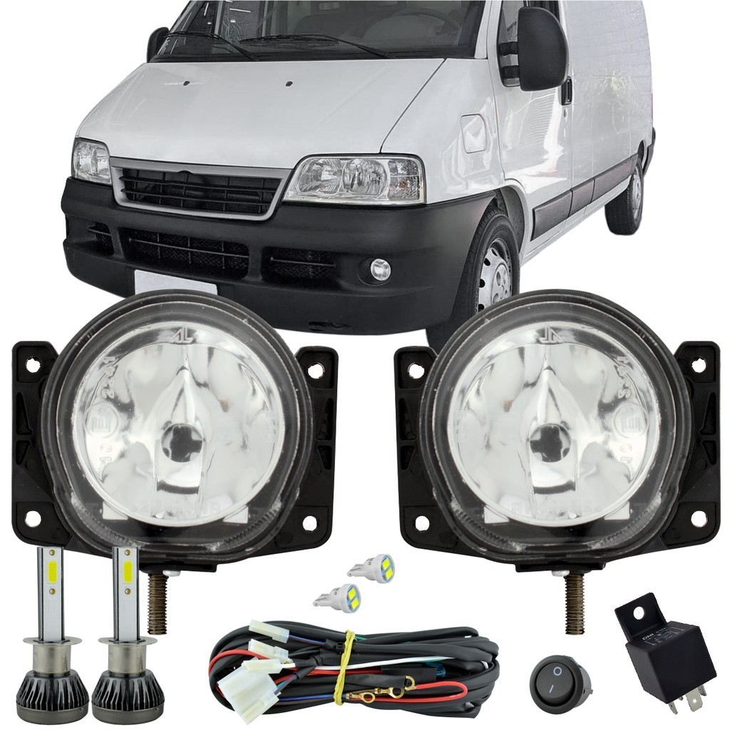 Kit Milha Neblina Auxiliar Ducato Jumper Boxer 2004 À 16 Chicote com LED em Oferta na Shopee