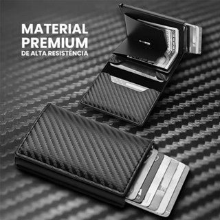 Carteira Fibra De Carbono Anti Furto Porta-Cartões Masculina Slim Preta em Oferta na Shopee
