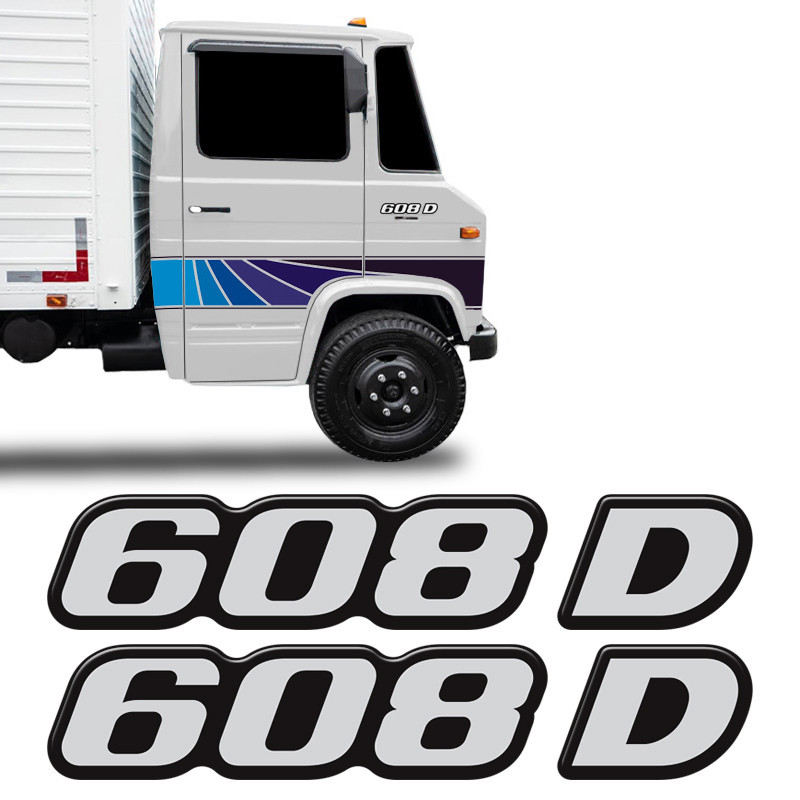 Kit Emblemas 608 D Mercedes Adesivo Lateral Modelo Original