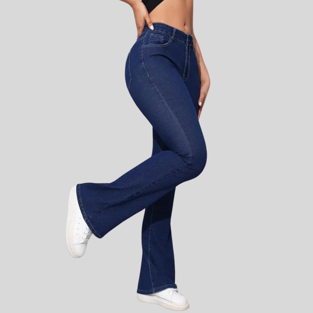 Calça Flare Jeans Feminina Boca de Sino Cintura Alta Modeladora
