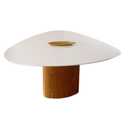 Mesa De Jantar Orgânica 120X125Cm Branca Marrom