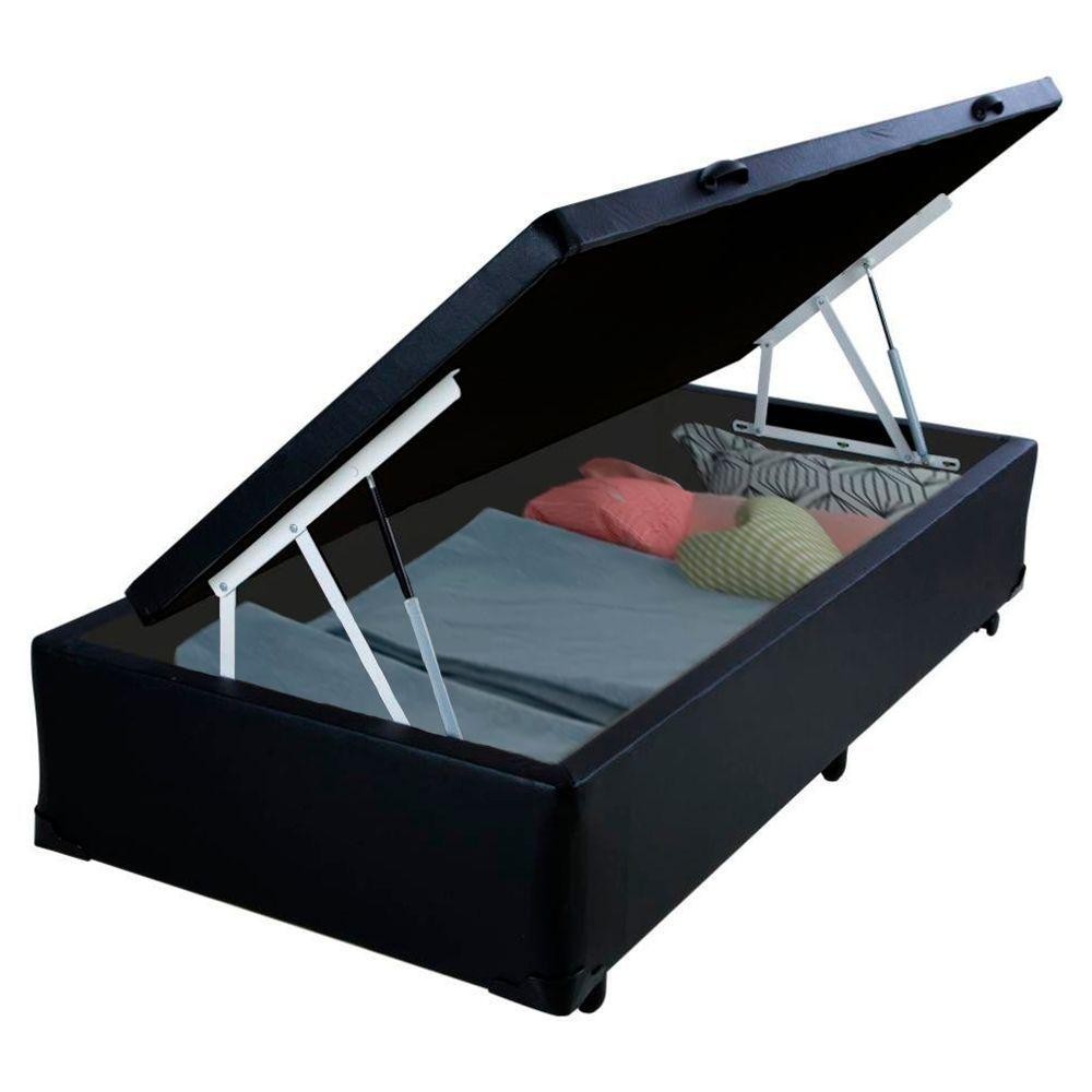 Cama Box Baú Solteiro Sintético Sereneprime Preto 88x188x44 - Home & Living