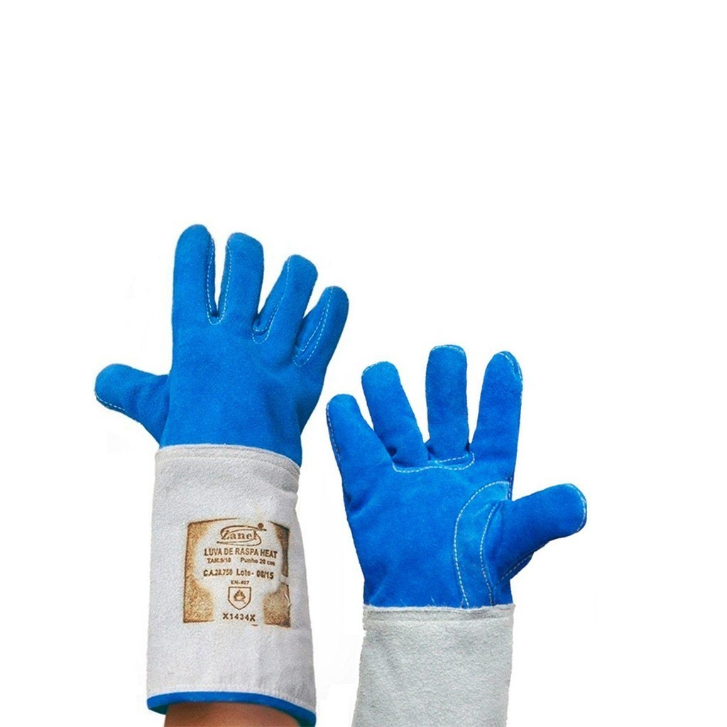 Luva Soldador Termica Raspa Ignifugada c/ Fio Kevlar 20cm Zanel D-20GOKP