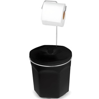 Suporte Para Papel Higiênico Com Lixeira Preta 6 Litros 523-6 - Passerini em Oferta na Shopee