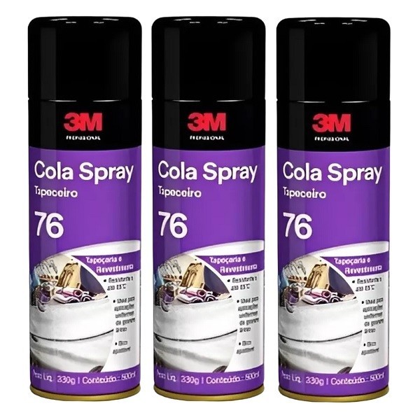 Kit com 3 Cola Adesivo SPRAY Tapeceiro 76 3M em Oferta na Shopee