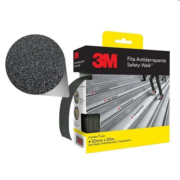 Kit com 5 Fita Antiderrapante Safety WALK Preto 50MM X 20M