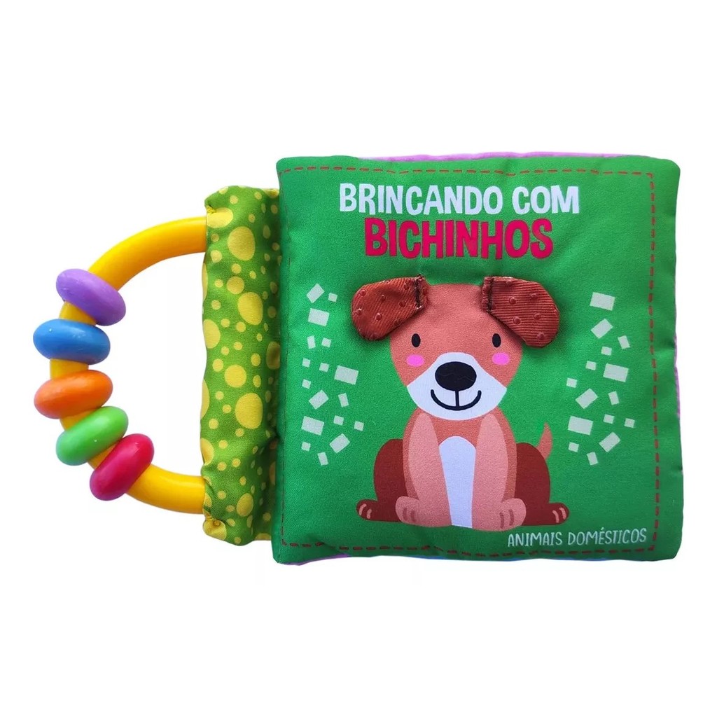 Livro de Pano com Chocalho - Brincando com Bichinhos