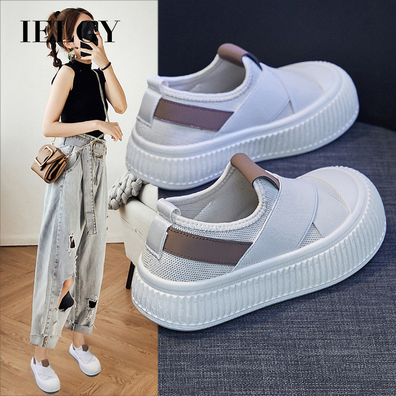 IELGY Sapatos Coreanos De Lona De Verão 2025 Para Mulheres Novos Estudantes De Corrida Casual Tela