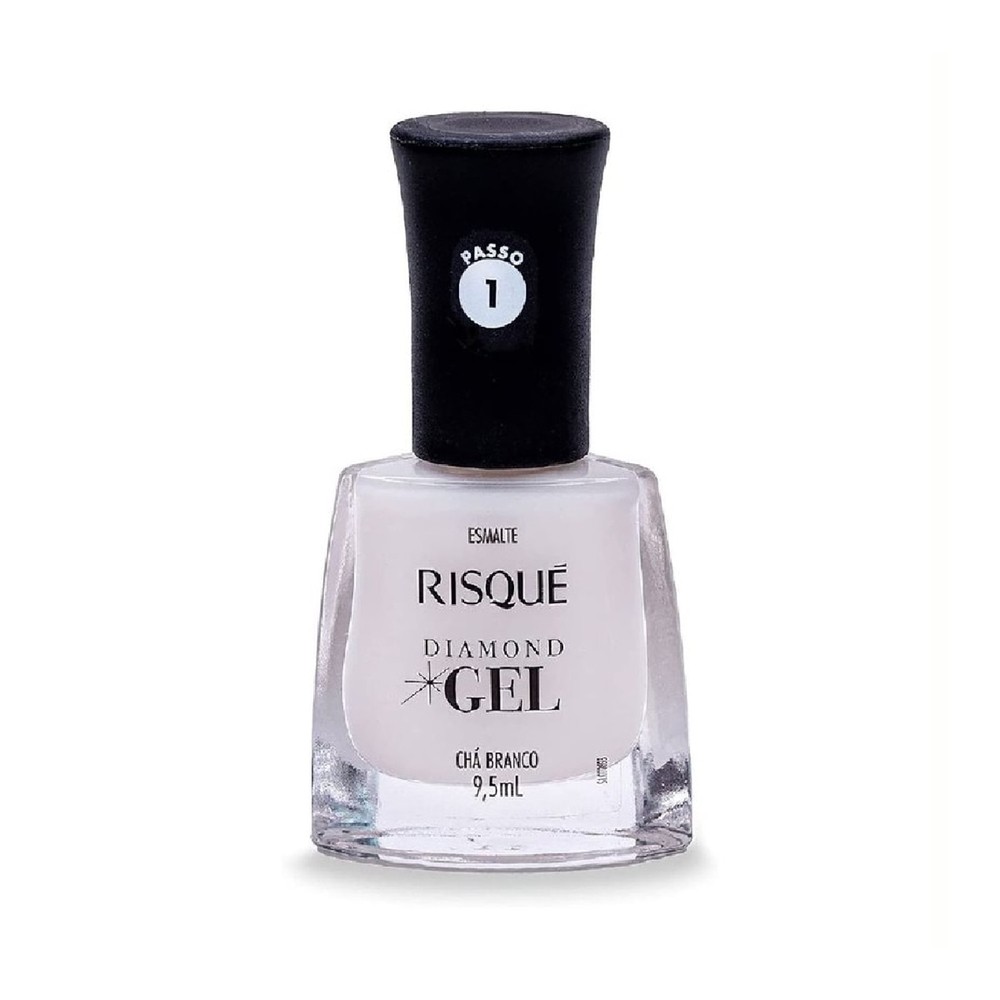 Esmalte Natural Risque Diamond Gel Cha Branco 9,5ml em Oferta na Shopee