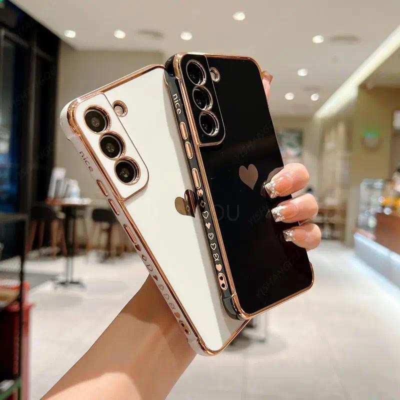 Capa De Luxo Para Samsung Galaxy S24 S22 S23 Ultra S21 S23 FE A52 A53 A55 A54 A35 Telefone Com Padrão De Coração Lateral em Oferta na Shopee