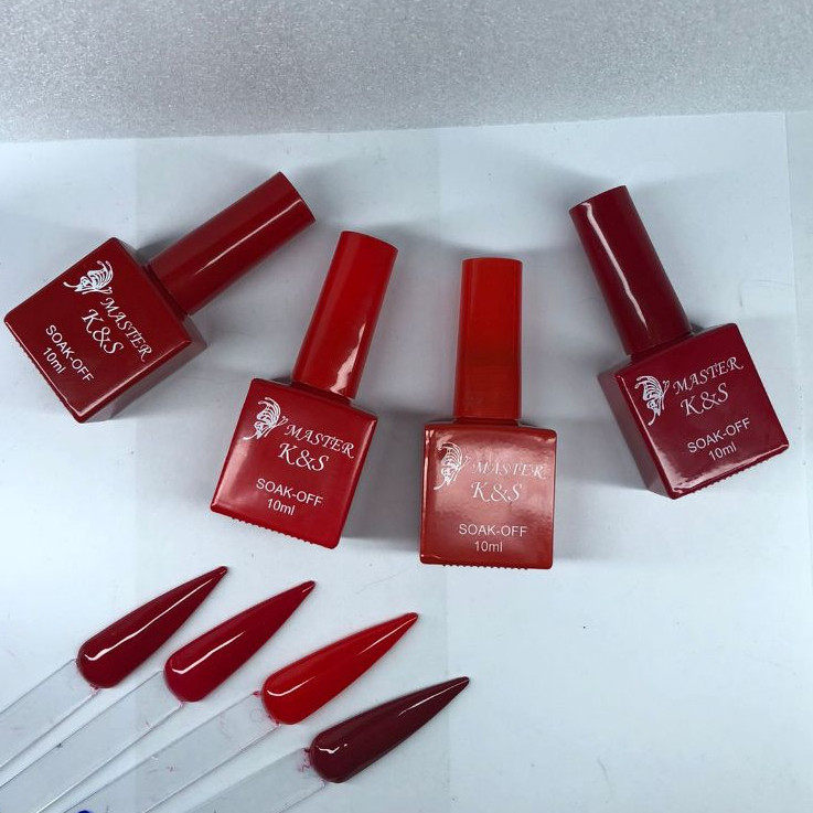 Kit Esmaltes em Gel Tons Vermelhos K&S - 10ml