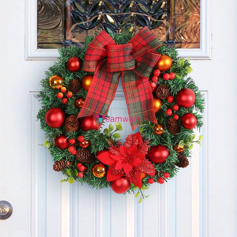 Pequenas decorações para casa Encantadora guirlanda de Natal simulada Linda decoração para árvore de Natal Guirlanda americana da moda Linda guirlanda de árvore de Natal Trabalho em equipe