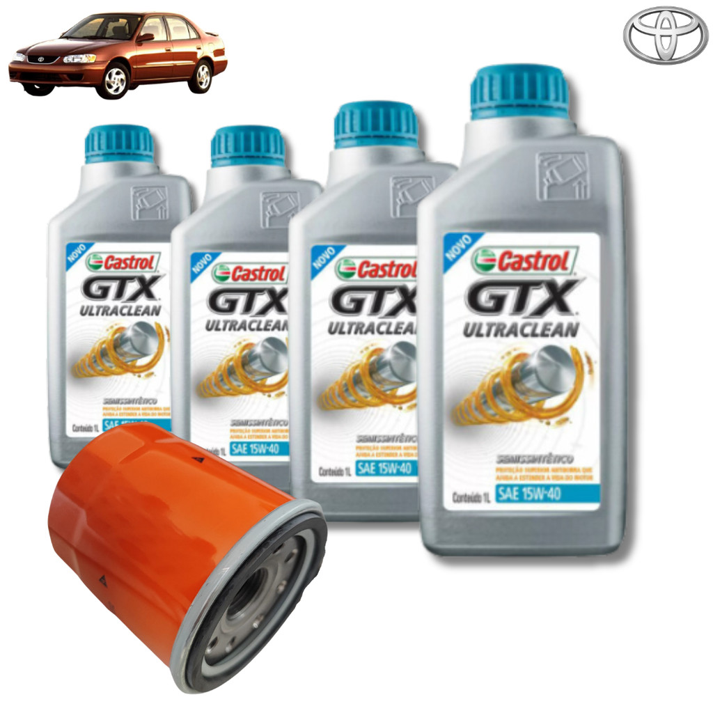 KIT REVISÃO TROCA DE OLÉO 15W40 CASTROL + FILTRO (TO012) COROLLA 2001