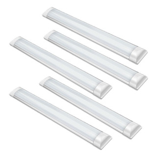 Kit 5 Luminária Tubular Led Slim 36w Sobrepor 100cm Bivolt Branco Frio 6500k (LUZ BRANCA) - LUMINARTE em Oferta na Shopee